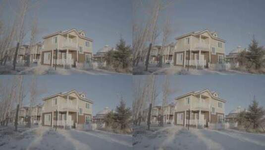 木屋冬季雪景外观高清在线视频素材下载