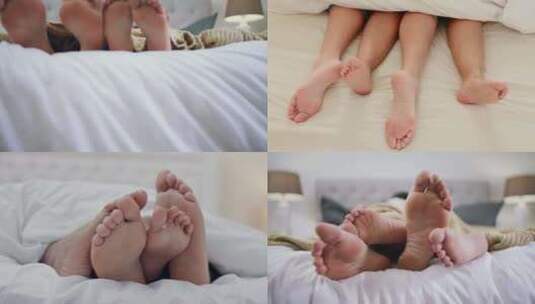 两只脚的情侣躺在床上高清在线视频素材下载