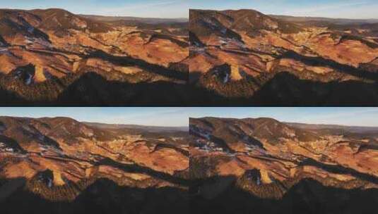 航拍高原山脉的梯田牧场高清在线视频素材下载