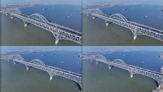 九江长江大桥航拍高清在线视频素材下载