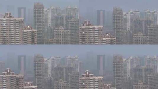 上海大雾天 城市风光航拍高清在线视频素材下载