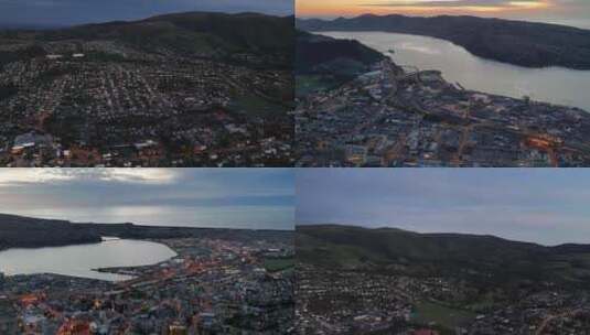 航拍新西兰达尼丁市晨曦高清在线视频素材下载