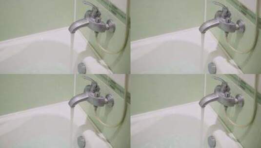 自来水流入白色现代浴室空浴室高清在线视频素材下载