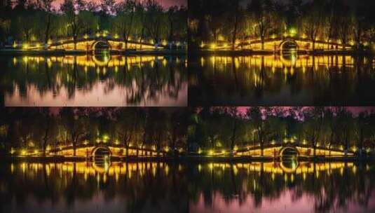 翠湖夜景拱桥延时4k60p高清在线视频素材下载