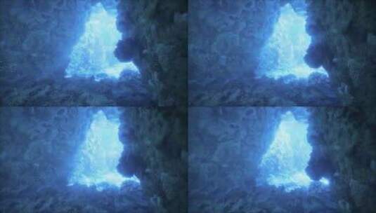 一个发出蓝光的洞穴高清在线视频素材下载
