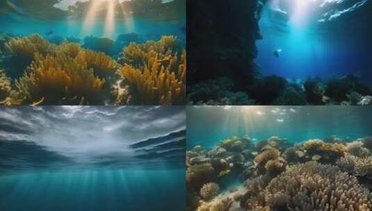 海底水下世界光线高清在线视频素材下载