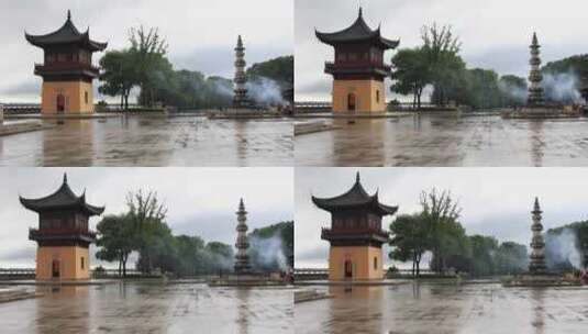 苏州重元寺古建筑 雨天雨景高清在线视频素材下载