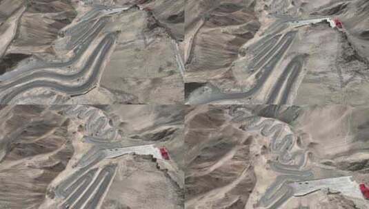 航拍新疆喀什地区帕尔米高原上的盘龙古道高清在线视频素材下载