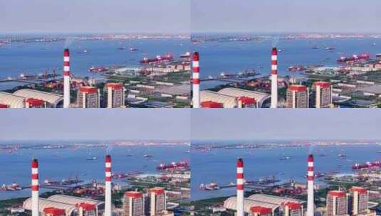 航拍上海长江口船舶 长兴岛 上海长江大桥高清在线视频素材下载