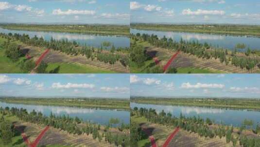 内蒙古呼和浩特赛罕区大黑河倒影美景高清在线视频素材下载