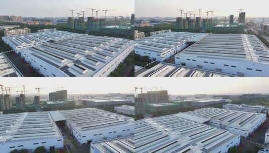 工厂屋顶光伏太阳能发电站高清在线视频素材下载