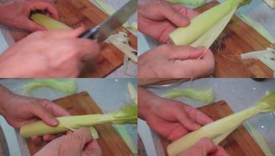 手剥玉米笋甜玉米小玉米嫩玉米高清在线视频素材下载