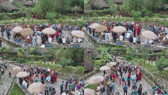 翁丁佤族原始部落航拍高清在线视频素材下载
