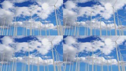 蓝天白云和风力发电高清在线视频素材下载