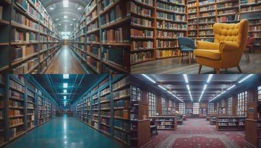 图书馆书店ai素材图书展现阅读书架借书借高清在线视频素材下载