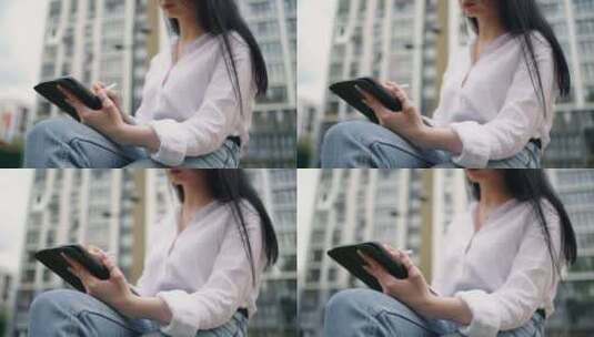 坐着，年轻，女人，自由职业者高清在线视频素材下载