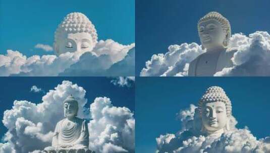 佛祖佛像天空蓝天白云高清在线视频素材下载