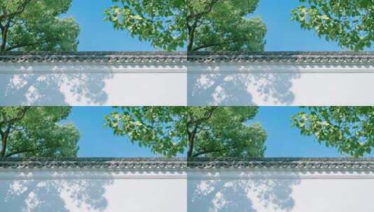 春天清明古建筑屋檐蓝天白云中国风背景高清在线视频素材下载