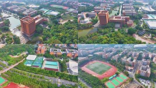 华南理工大学大学城校区航拍校园广州风景风高清在线视频素材下载