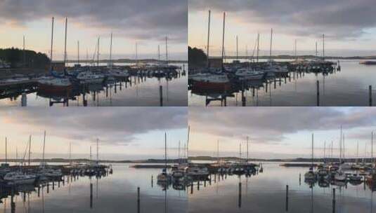 早上码头的景色高清在线视频素材下载