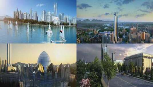 一分钟通用城市建筑漫游未来城市城市动画高清在线视频素材下载