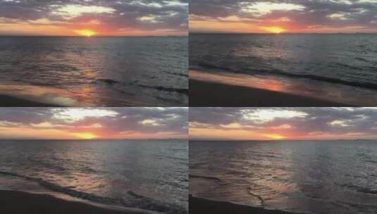 日落时海浪冲击的镜头高清在线视频素材下载