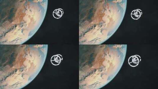 行星轨道上的未来空间站高清在线视频素材下载