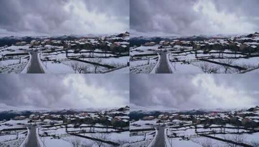 航拍村庄雪景高清在线视频素材下载
