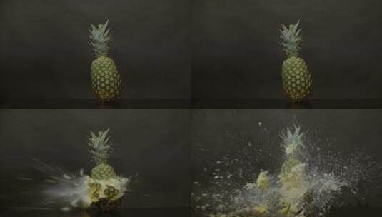 菠萝爆炸的超慢动作高清在线视频素材下载
