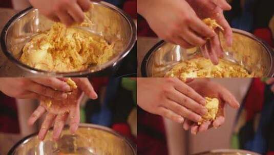 厨师示范玉米面贴饼子 (3)高清在线视频素材下载