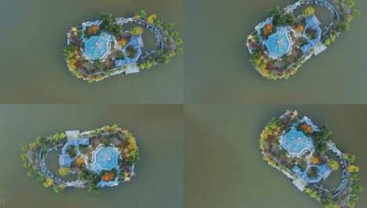 迎泽公园湖心岛垂直旋转环绕高清在线视频素材下载