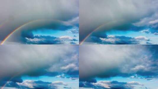 雨后空中彩虹和移动的云层高清在线视频素材下载