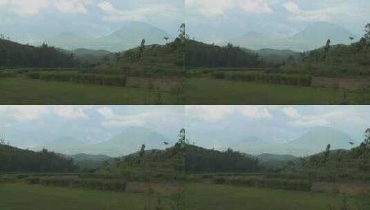 卢旺达刚果边境拍摄维龙加火山高清在线视频素材下载