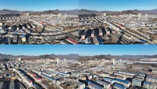 航拍山西2022年春节忻州市五台县全景高清在线视频素材下载