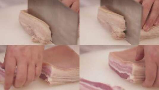 切五花肉切白肉扣肉肉片高清在线视频素材下载