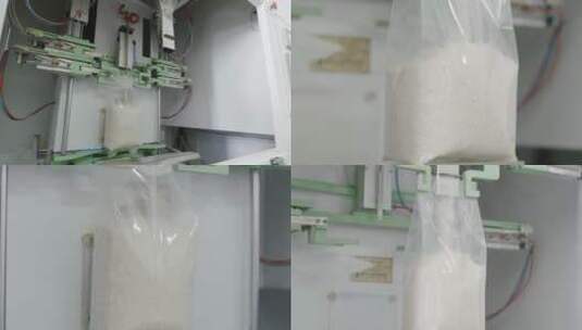 现代智能自动化粮食加工大米打包机大米生产高清在线视频素材下载
