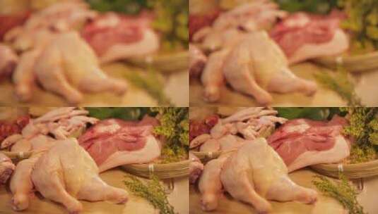 各种肉类猪肉鸡肉炖肉食材高清在线视频素材下载