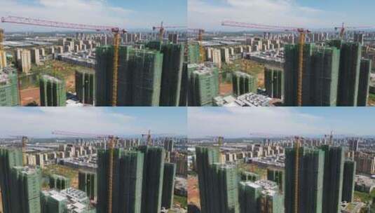 航拍湖北咸宁高新区城市建设高清在线视频素材下载