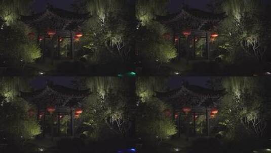 绍兴沈园中式园林夜景视频高清在线视频素材下载