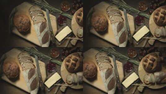 面包 欧包 吐司 原麦面包 面食 食品高清在线视频素材下载