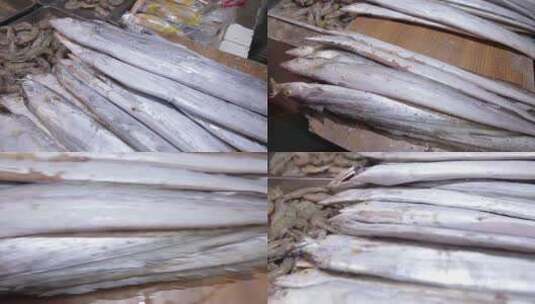 【镜头合集】商贩卖海鲜带鱼大虾高清在线视频素材下载