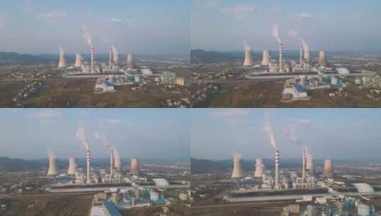 湖北麻城大别山火力发电厂4K航拍高清在线视频素材下载