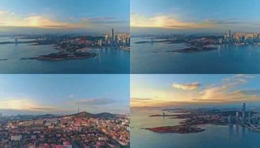 2022青岛海岸线航拍城市风光航拍高清在线视频素材下载