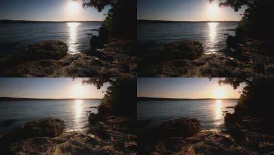 日落与海岸隔河相望高清在线视频素材下载