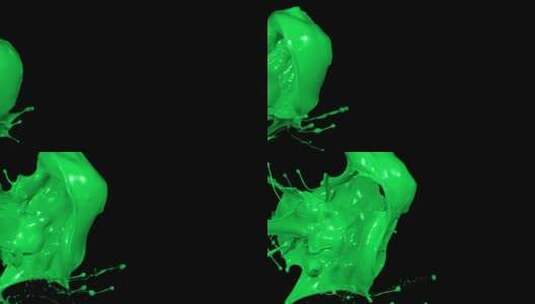 绿色液体颜料泼洒飞溅 (2)高清在线视频素材下载