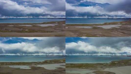 西藏拉姆措湖边乌云延时摄影高清在线视频素材下载