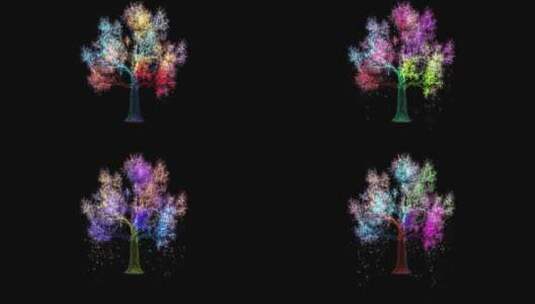 粒子生长树通道  发光树高清在线视频素材下载