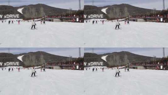 户外滑雪滑雪场滑雪的人高清在线视频素材下载
