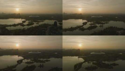 成都东安湖航拍城市景观高清在线视频素材下载