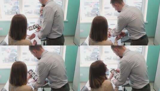 妇科医生给孕妇展示超声波图像高清在线视频素材下载